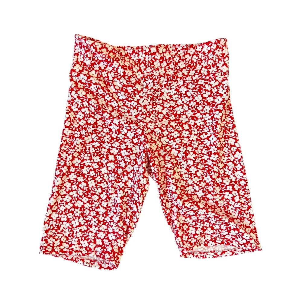 Handmade Bike Shorts in Red Floral Print Size XS XSmall